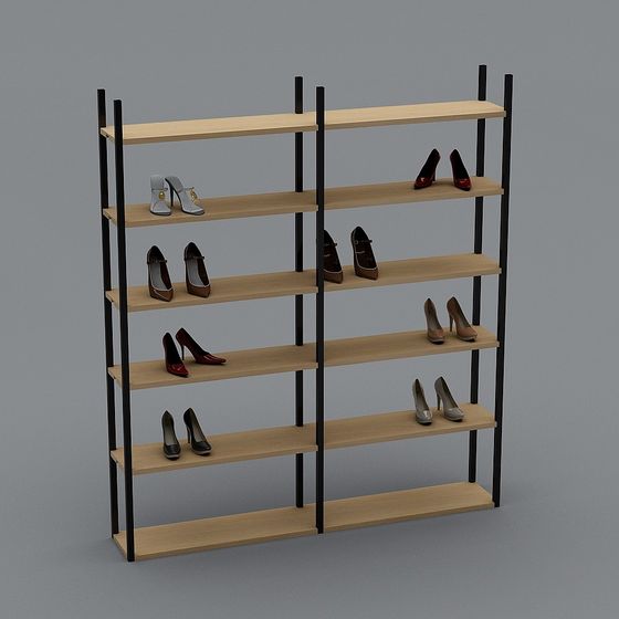 Stylish Low Polygon Shoe Rack 3D model