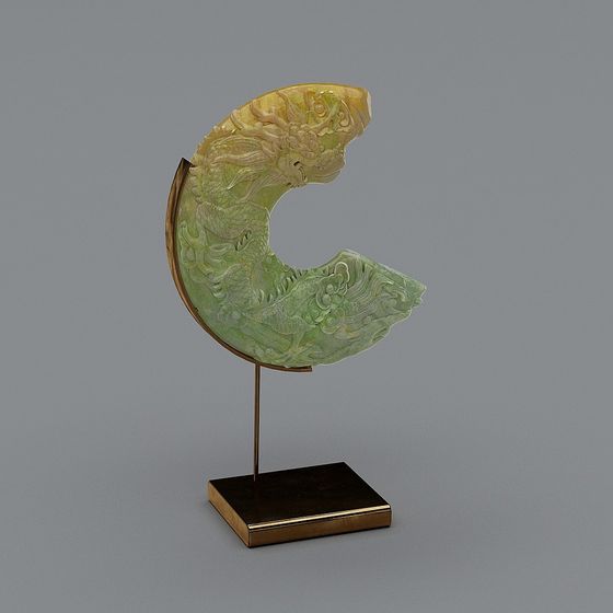 Dragon Pattern Jade Disc 3D model