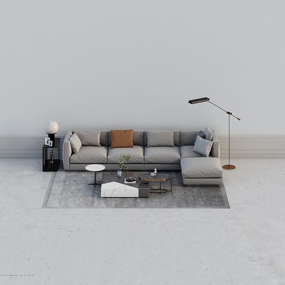 Modern Low-Poly Sofa 3D model for Stylish Interiors