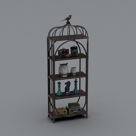 Artistic Birdcage Bookshelf 3D model for Modern Interiors