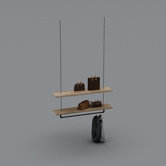 Stylish Hanging Coat Rack 3D model for Modern Spaces