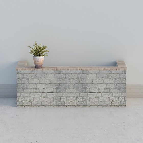 Urban Brick Wall Plant Stand 3D model