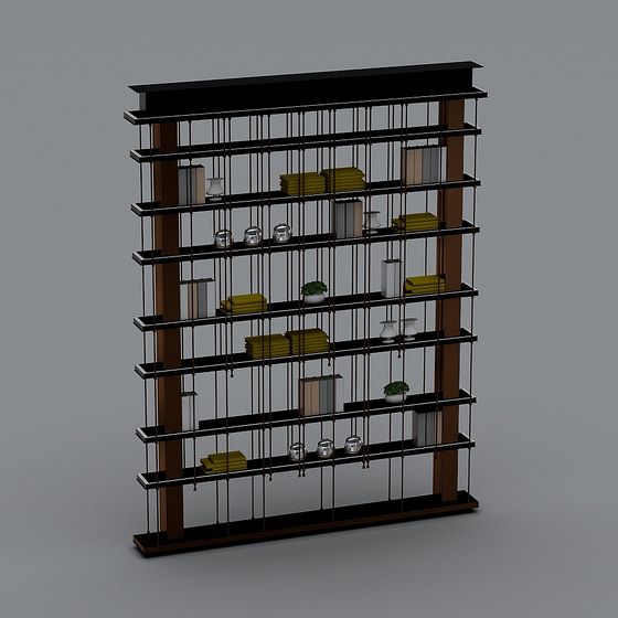 Elegant Low-Polygon Bookshelf 3D model for Modern Interiors