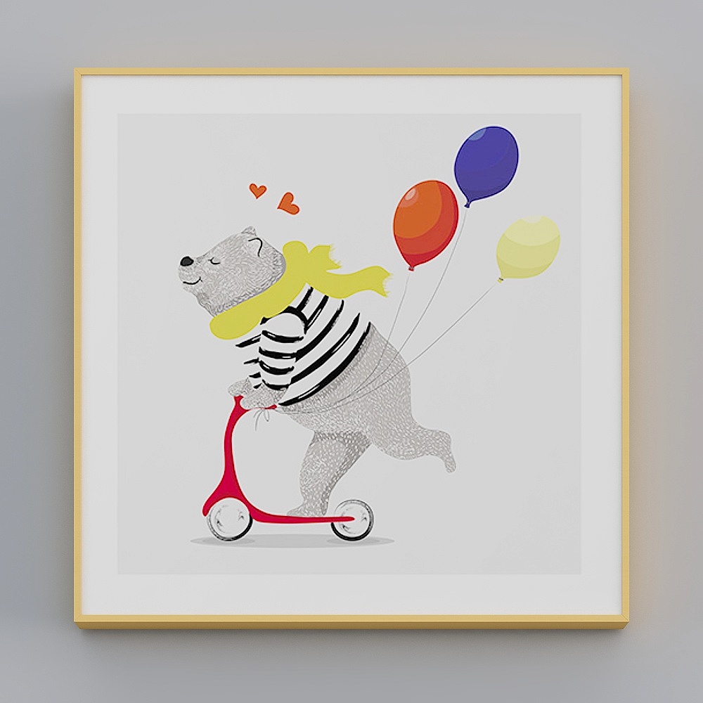 Happy Workshop - Modern Wind - Children's Bedroom Bedside Decoration Painting - Mr. Xiong's Sweet Time