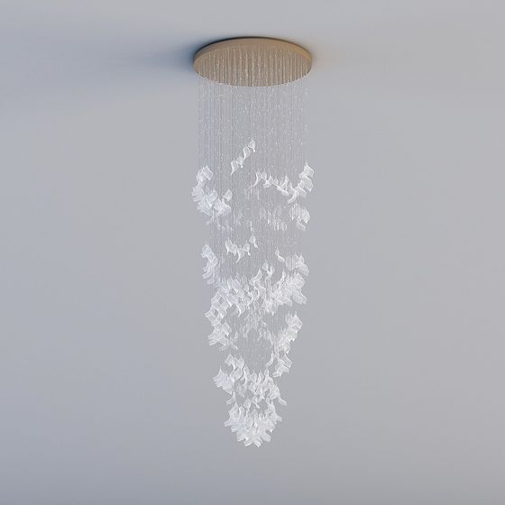 Elegant Crystal Rain Pendant Light 3D model