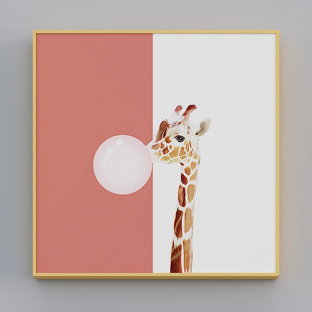 Happy Workshop - Modern Wind - Living Room Bedroom Hyun-Doodle Painting - Bubble-blowing Animals