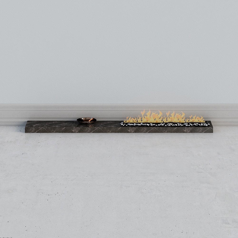 Luxurious Minimalist Wall Fireplace 3D model