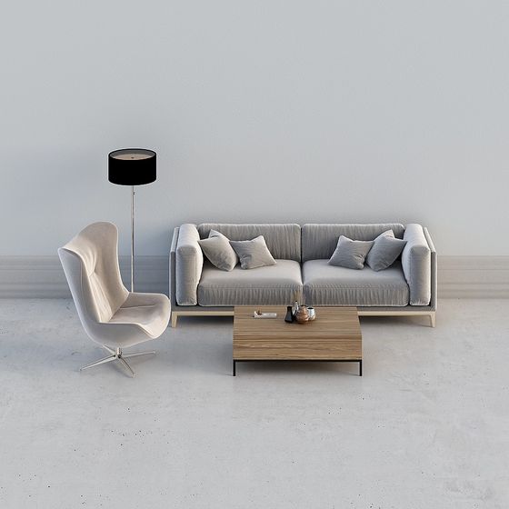 Urban Living Room Low-Poly 3D model