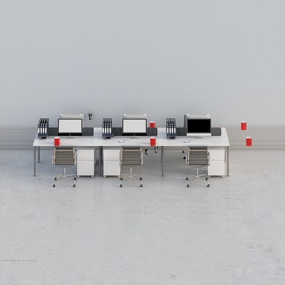 Modern Black and Gray Office Work Table 3D Model