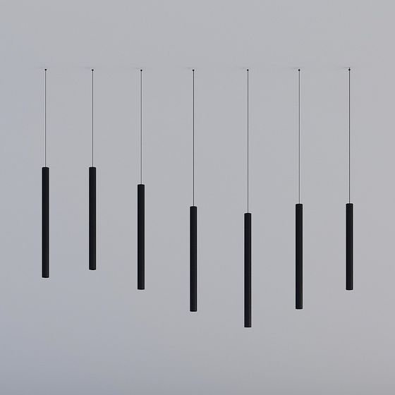 Stylish Black Pendant Light 3D model