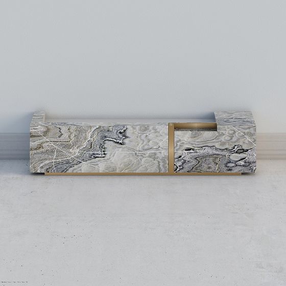 Marble Metal Edge Table 3D model