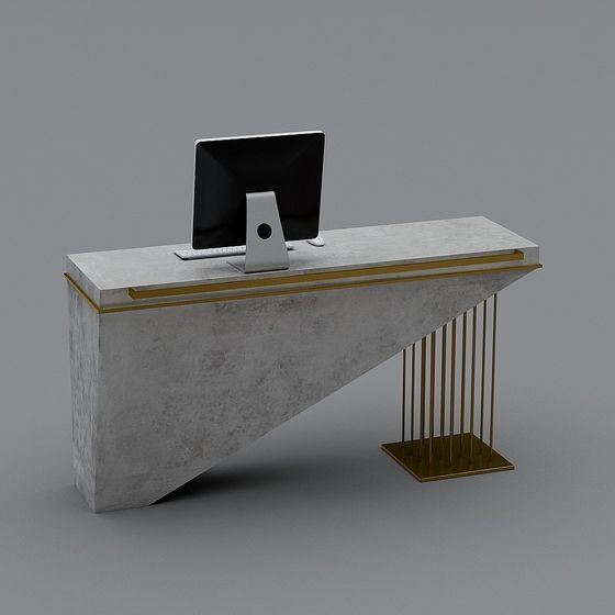 Elegant Concrete Desk 3D model for Modern Workspaces