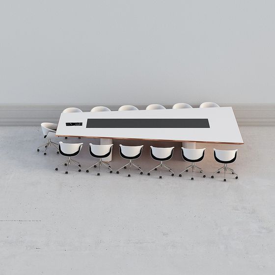 Modern Conference Table and Chair Set 3D Model