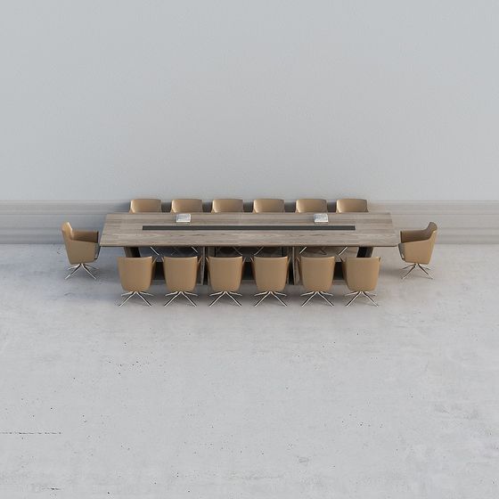 Modern Minimalist Conference Table and Chairs 3D model