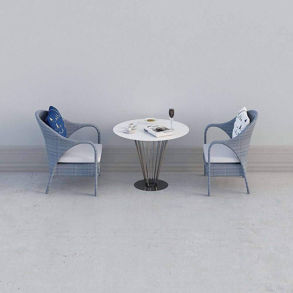 Hotel terrace sailing lounge area-round table for two