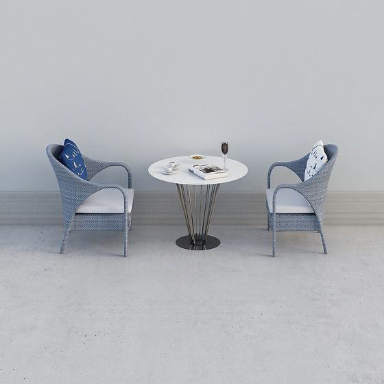 Stylish Coffee Table and Chairs 3D model for Modern Spaces