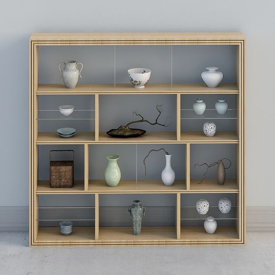 Minimalist Wooden Display Cabinet 3D model