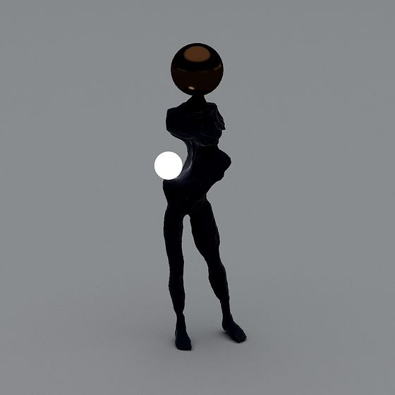 Sphere Man 3D Model: Futuristic Low-Poly Design