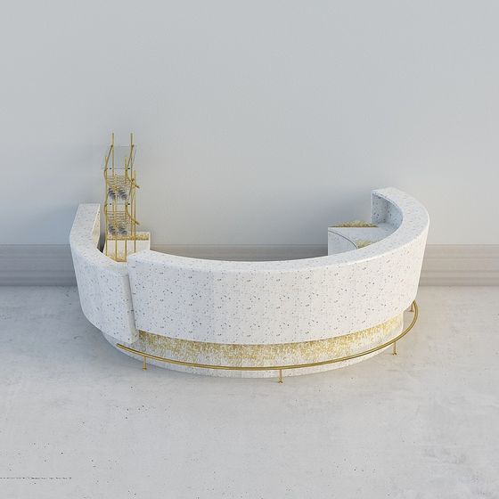 Curvilinear Reception Desk 3D model