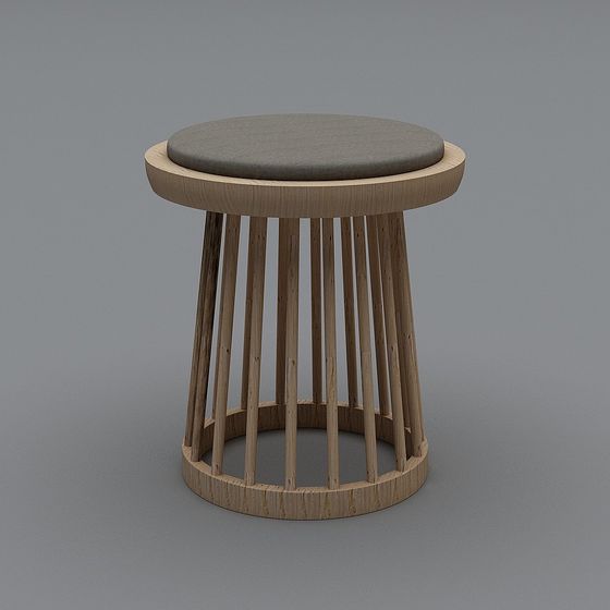 Stylish Round Stool 3D model for Modern Interiors