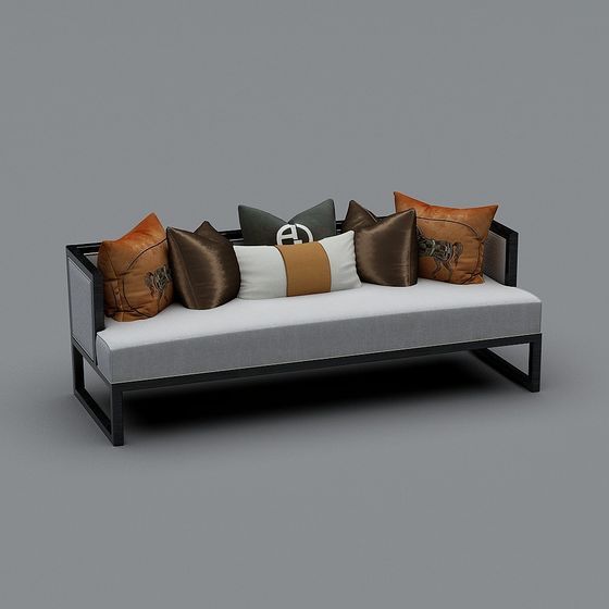 Stylish Grey Sofa 3D model for Modern Interiors