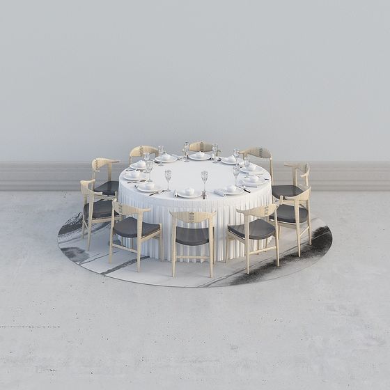 Elegant Round Table and Chair Set 3D model