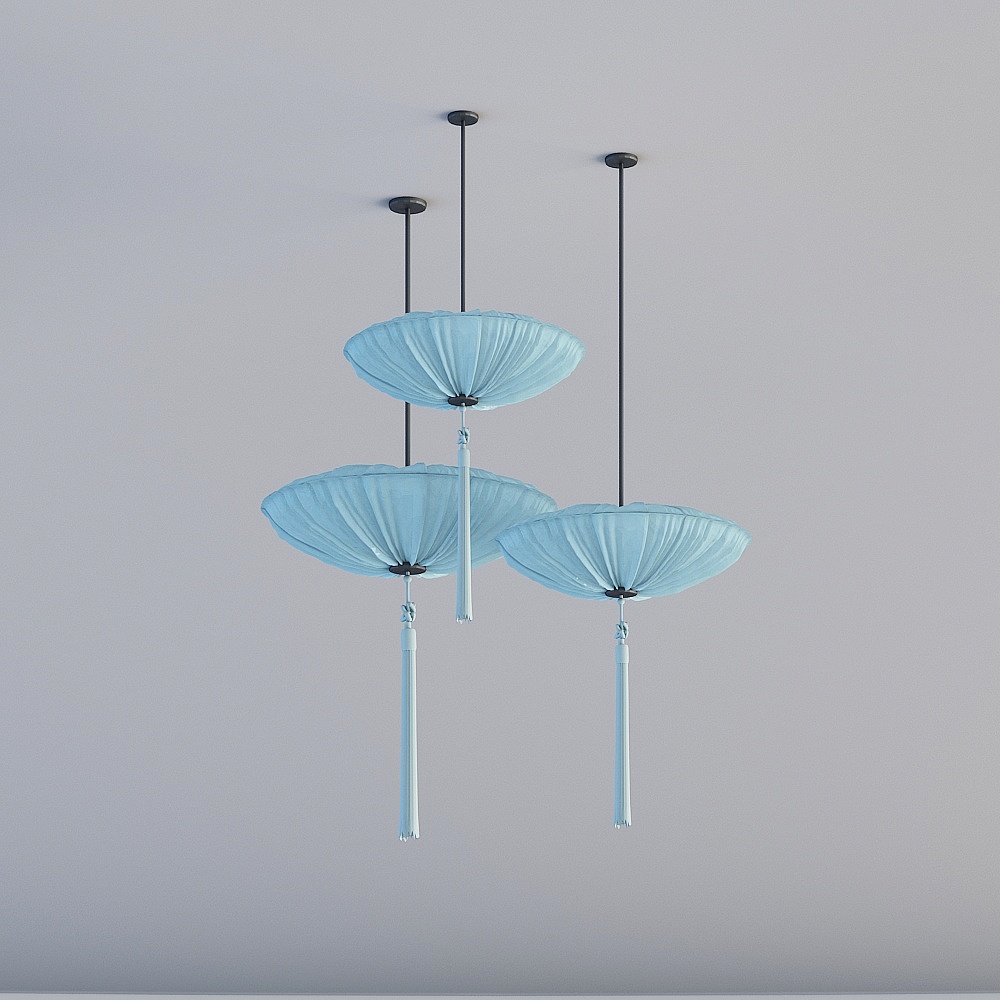 New Chinese restaurant private room - umbrella chandelier