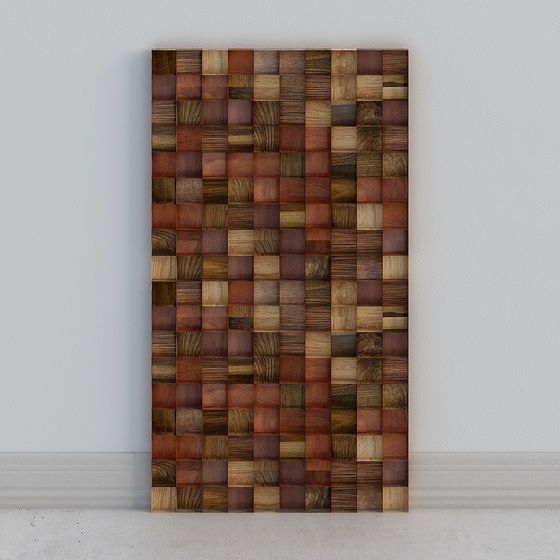 Wooden Mosaic Panel 3D model for Creative Spaces