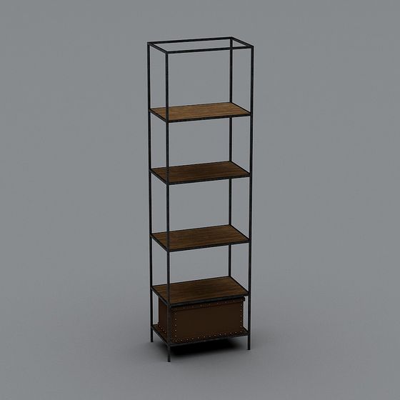 Industrial Aesthetic Low-Poly Bookshelf 3D model