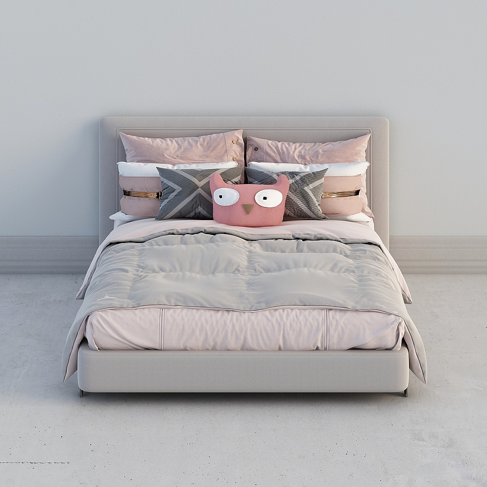 Elegant Low-Poly Bed 3D model for Modern Interiors
