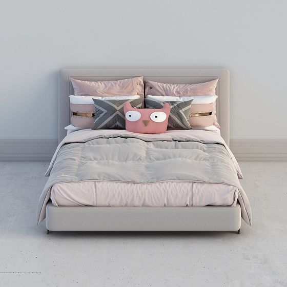 Elegant Low-Poly Bed 3D model for Modern Interiors