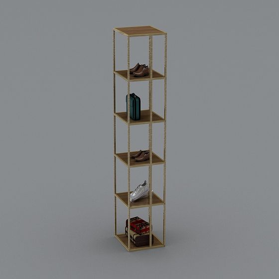 Stylish Low-Polygon Shoe Rack 3D model