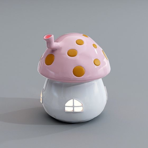 Charming Low-Poly Mushroom House 3D model