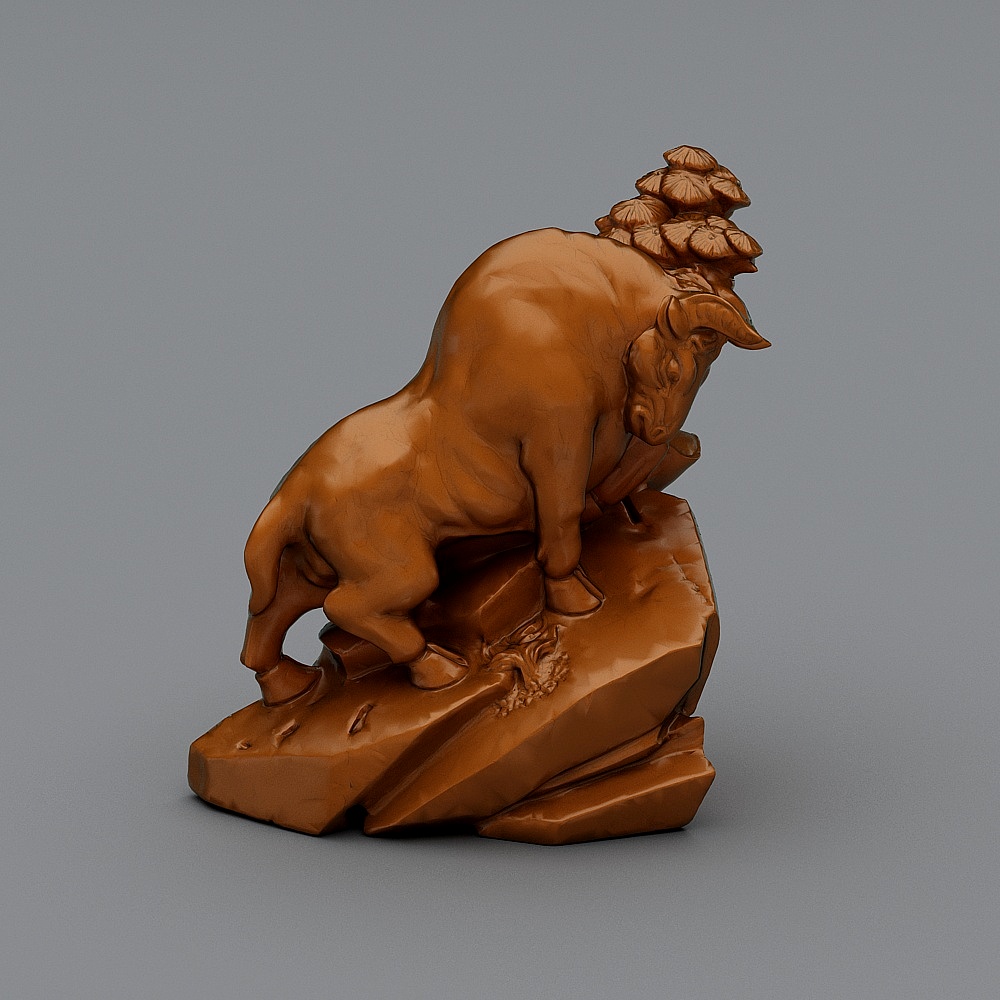 Majestic Bull 3D Model in the Mountains
