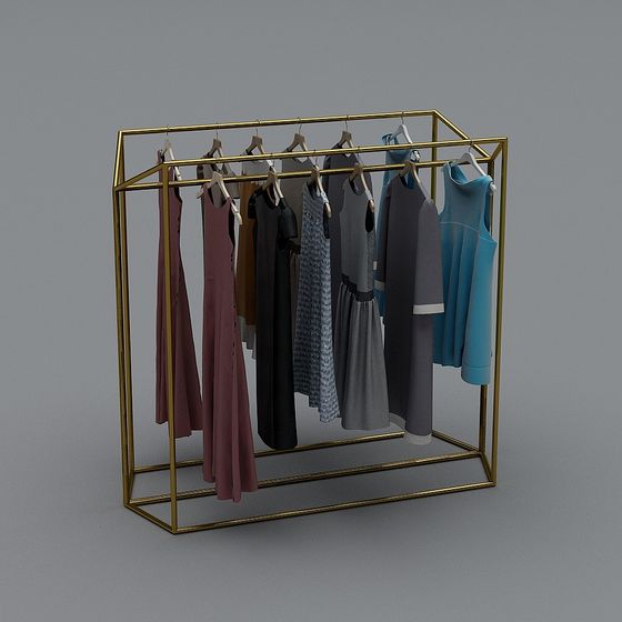 Sleek Clothing Rack 3D model for Modern Retail