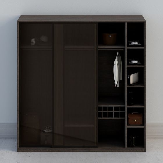Elegant Low-Polygon Wardrobe 3D model