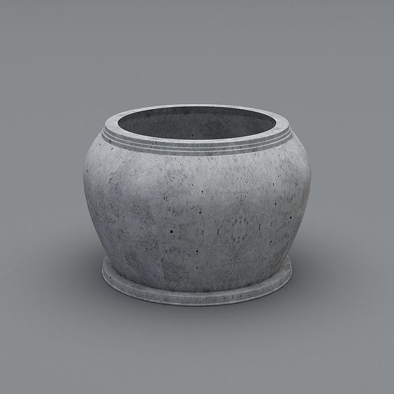 Stylish Concrete Planter 3D Model for Urban Spaces