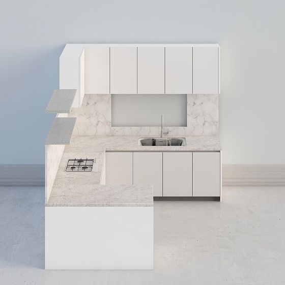 Modern Minimalist Kitchen 3D model Design