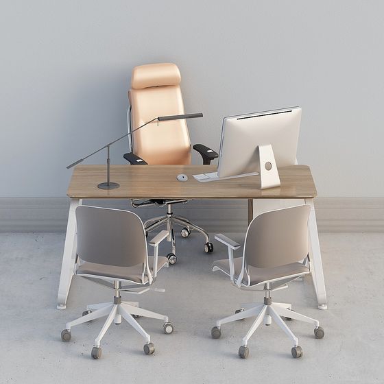 Contemporary Office Desk and Chair 3D model