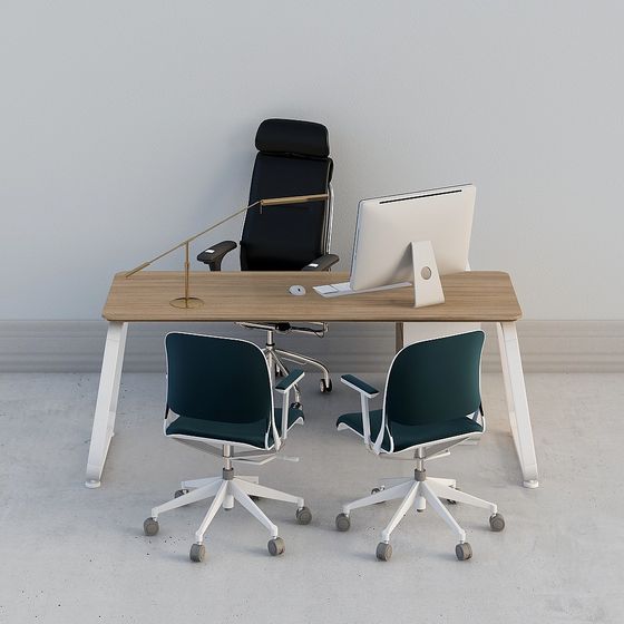 Modern Minimalist Two Person Combination Office Desk with Screen, Card ...