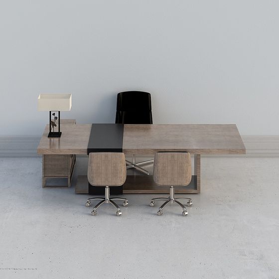 Elegant Chinese Chairman's Office Desk 3D Model