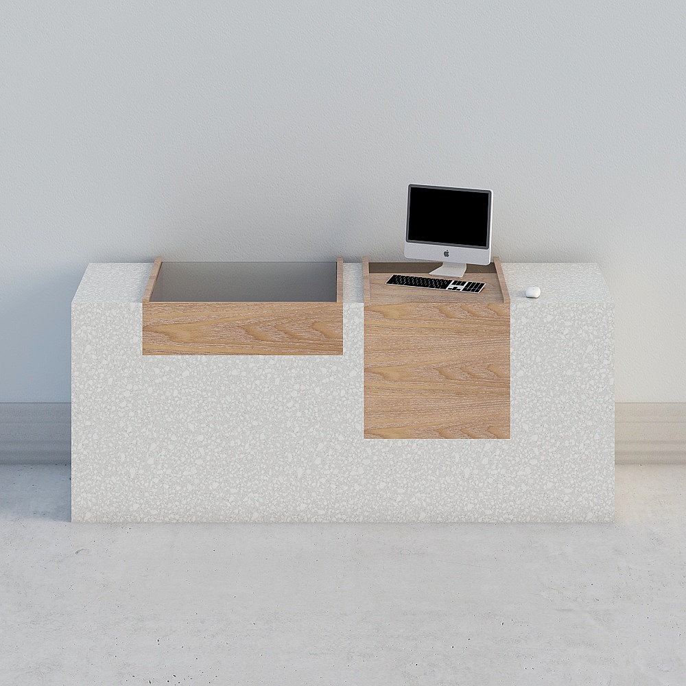 Modern Concrete Office Desk 3D model