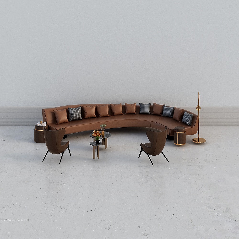 Curved Sofa 3D model - Modern Elegance