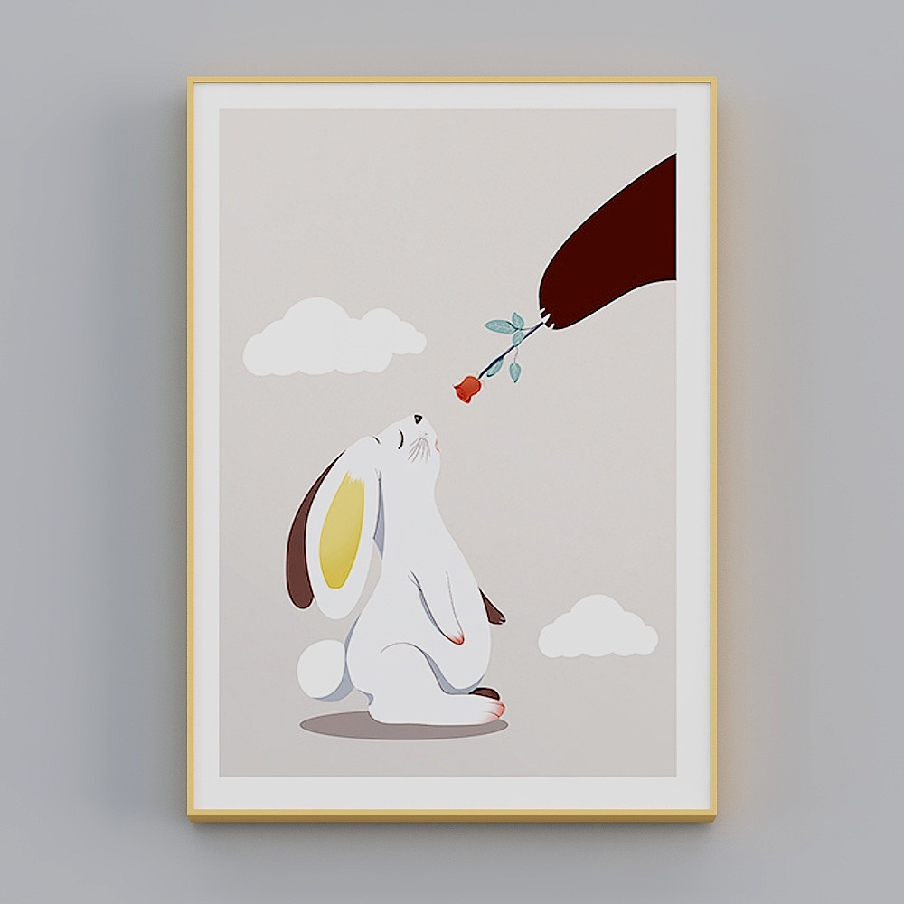 Happy Workshop - Modern Wind - Children's Boys and Girls Room Panda Rabbit Decorative Painting - Happy Bear