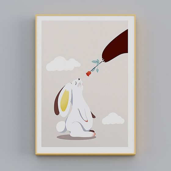 Cute Rabbit with Giant Rose 3D model