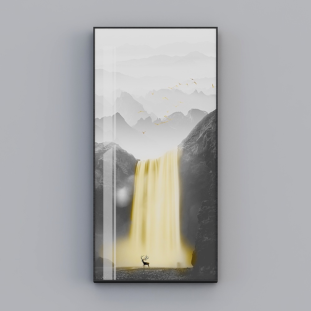 Happy workshop - modern wind - light luxury Xuanguan decorative painting - line cloud flowing water