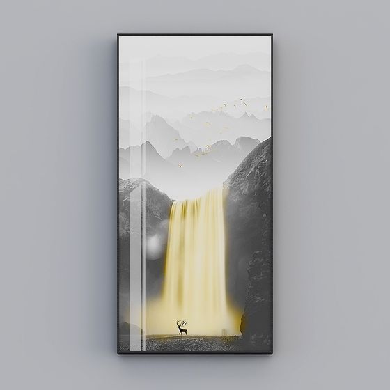 Golden Waterfall 3D Model