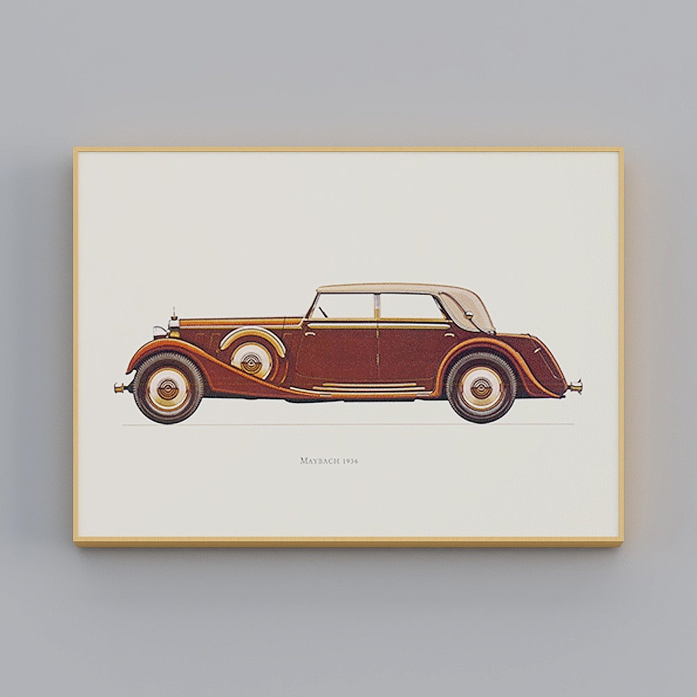 Classic 1936 Mercedes-Maybach Car 3D model
