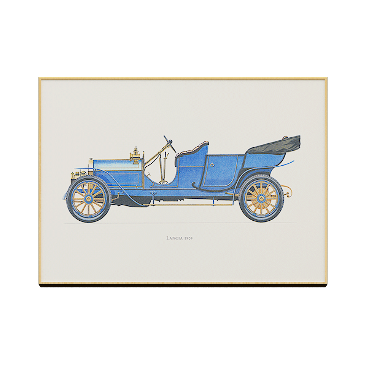 Lancia 1909 Classic Car 3D Model – Vintage Blue Design