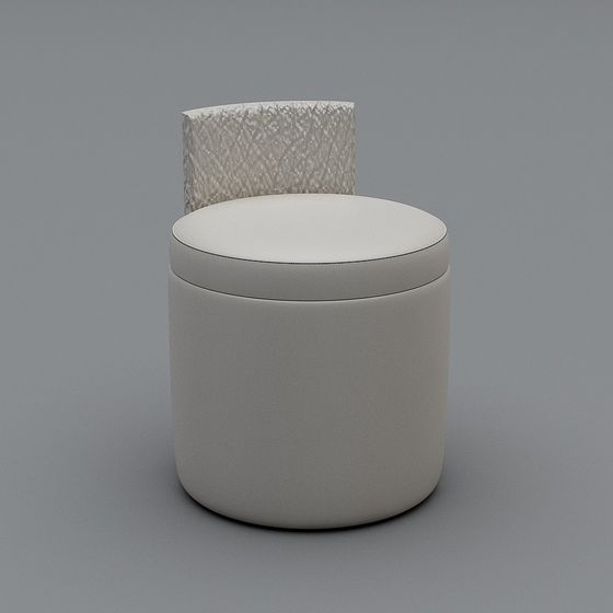 Low-Poly Round Stool with Cushion Set 3D model